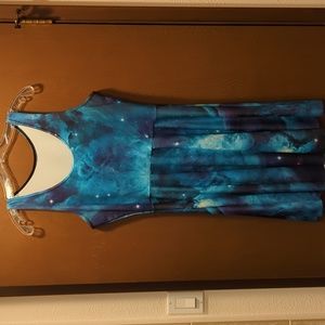 Galaxy teal skater dress
